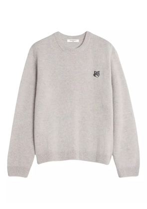 Maison Kitsuné Fox-embroidered wool sweater - Grey