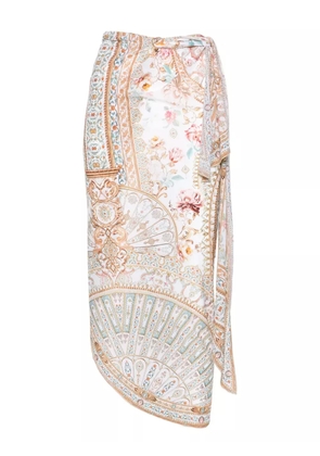 Camilla floral-print wrap beach cover-up - White