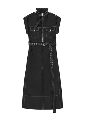 GANNI high-collar belted shirt dress - Black