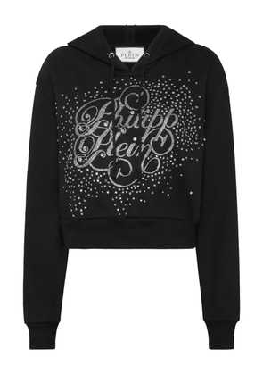 Philipp Plein crystal-embellished logo hoodie sweatshirt - Black