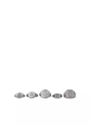 sacai debossed-letter adjustable ring set (set of five) - Grey