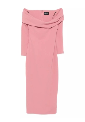 Solace London Yuni off-shoulder draped midi dress - Pink