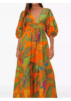 FARM Rio botanical-print midi dress - Orange