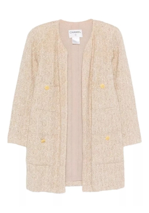CHANEL Pre-Owned tweed button-detail coat - Neutrals