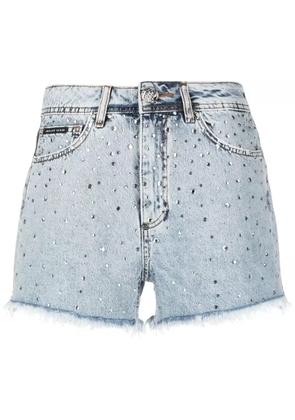 Philipp Plein crystal embellished mini shorts - Blue