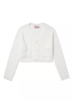 b+ab pocket-detail ribbed cardigan - White
