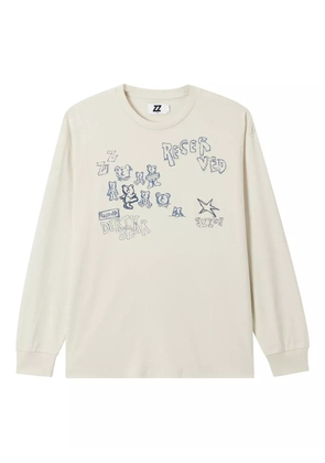 izzue bear-print long-sleeve T-shirt - White