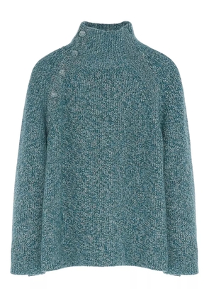Yves Salomon funnel-neck button-detail sweater - Blue