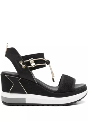 NeroGiardini 80mm leather wedge sandals - Black