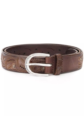 Orciani carved leather belt - Brown
