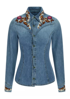 Roberto Cavalli embroidered denim shirt - 04564 BLUE