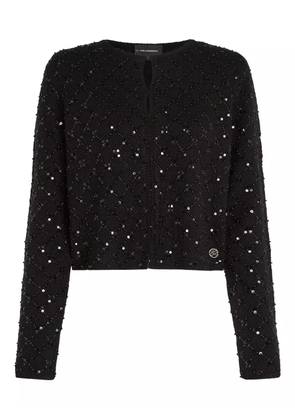 Karl Lagerfeld sequin-embellished knit cardigan - Black