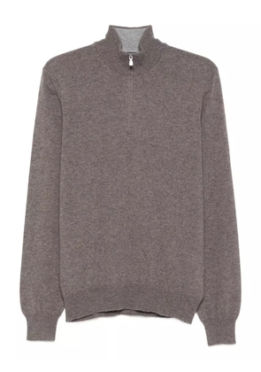 Barba high-neck half-zip sweater - Brown