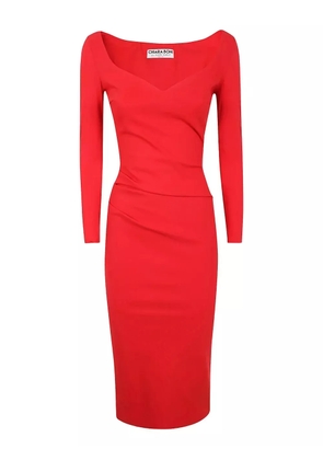 CHIARA BONI La Petite Robe sweetheart-neckline pencil midi dress - Red