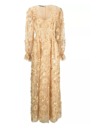 Alberta Ferretti Sunflower macramé gown - Neutrals