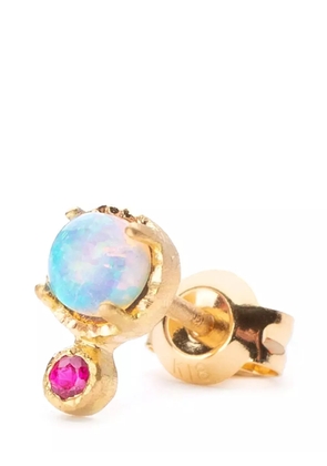 Yasuko Azuma 18kt yellow gold opal and ruby stud earring