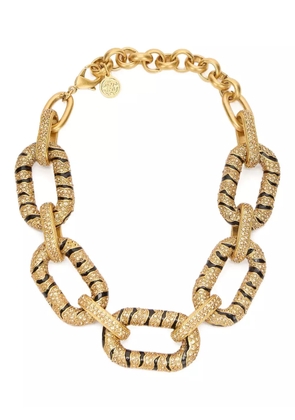 Roberto Cavalli crystal-embellished tiger-stripe necklace - Gold