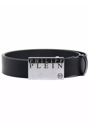 Philipp Plein logo buckle leather belt - Black
