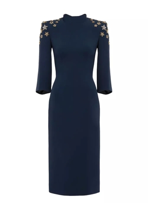 Jenny Packham star-embellished mock-neck midi dress - Blue
