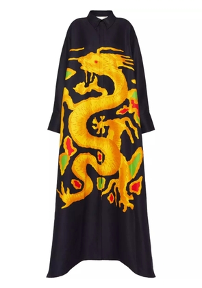 Valentino Garavani graphic-print faille shirtdress - Black
