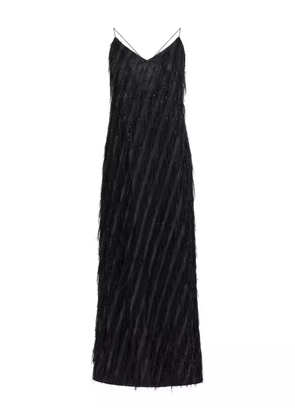 Roberto Cavalli fringe-embellished slip dress - Black