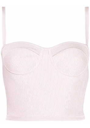 Alexander McQueen rib-knitted bustier crop top - Pink