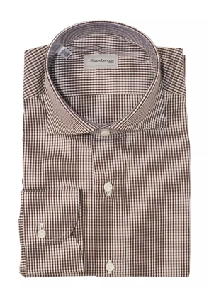 SARTORIO NAPOLI checked-pattern cotton shirt - Brown
