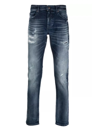 BOSS logo-patch distressed jeans - Blue