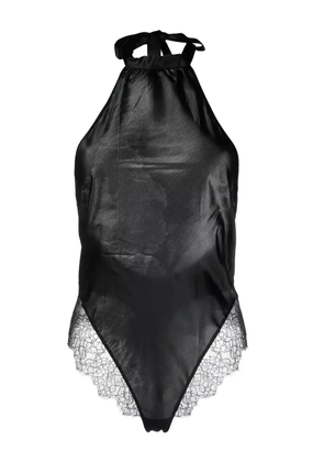 Maison Close lace-trim silk bodysuit - Black