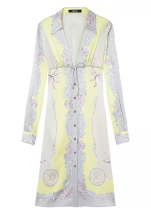 Versace Cameo silk midi shirt dress - Yellow
