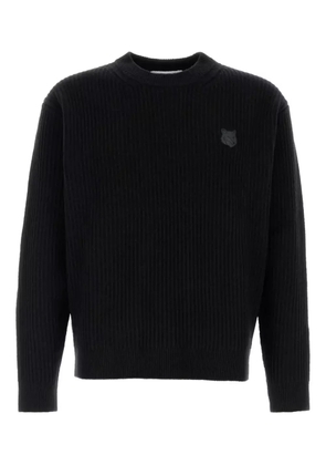 Maison Kitsuné fox-patch ribbed wool sweater - Black