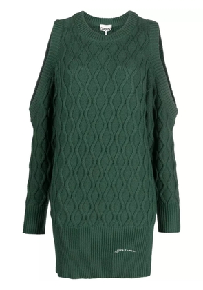 GANNI cold-shoulder knitted dress - Green