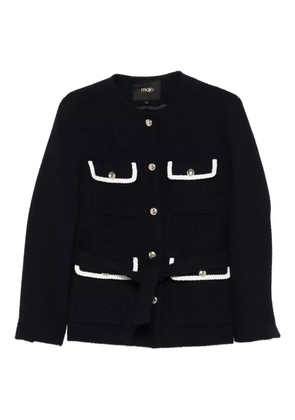 Maje belted tweed jacket - Blue