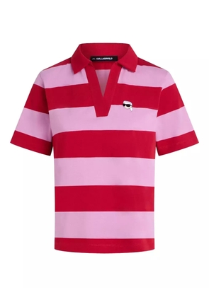 Karl Lagerfeld striped polo-collar t-shirt - Red