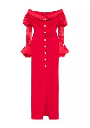 SILK LOVE & LACE off-shoulder dress - Red