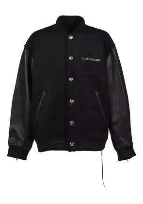 Mastermind World skull-embellished leather-sleeved jacket - Black