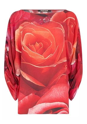 Roberto Cavalli rose-print blouse - Red