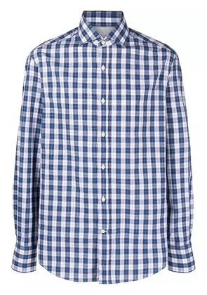 Brunello Cucinelli check-print long-sleeve shirt - Blue