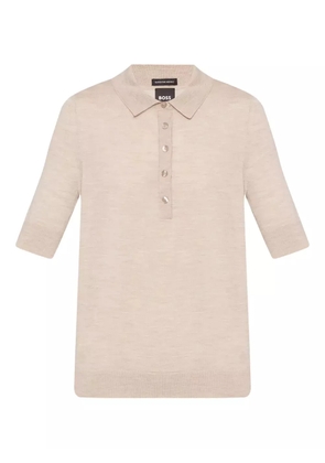 BOSS polo-neck short-sleeve sweater - Neutrals