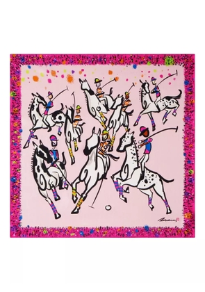 Shanghai Tang equestrian-print silk scarf - Pink