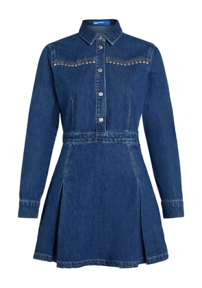 Karl Lagerfeld Jeans pleated stud-embellished denim dress - Blue