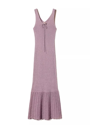 TWINSET tie-neck knited dress - Purple