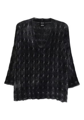 Avant Toi V-neck cable-knit sweater - Blue