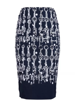 Samantha Sung chain-link print pencil skirt - Blue