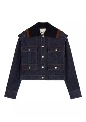 Ports 1961 knitted-collar denim jacket - Blue
