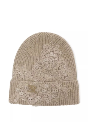 Ermanno Scervino embroidered-logo cashmere beanie - Neutrals