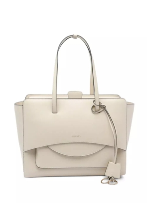 HIDESINS large Flap leather tote bag - White