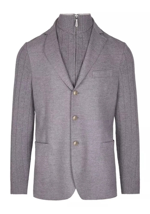 Eleventy ribbed-sleeve buttoned blazer - Grey