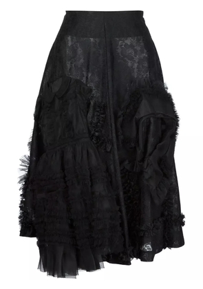 Comme Des Garçons ruffled floral lace skirt - Black