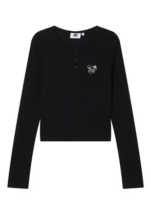 CHOCOOLATE heart-embroidered henley T-shirt - Black